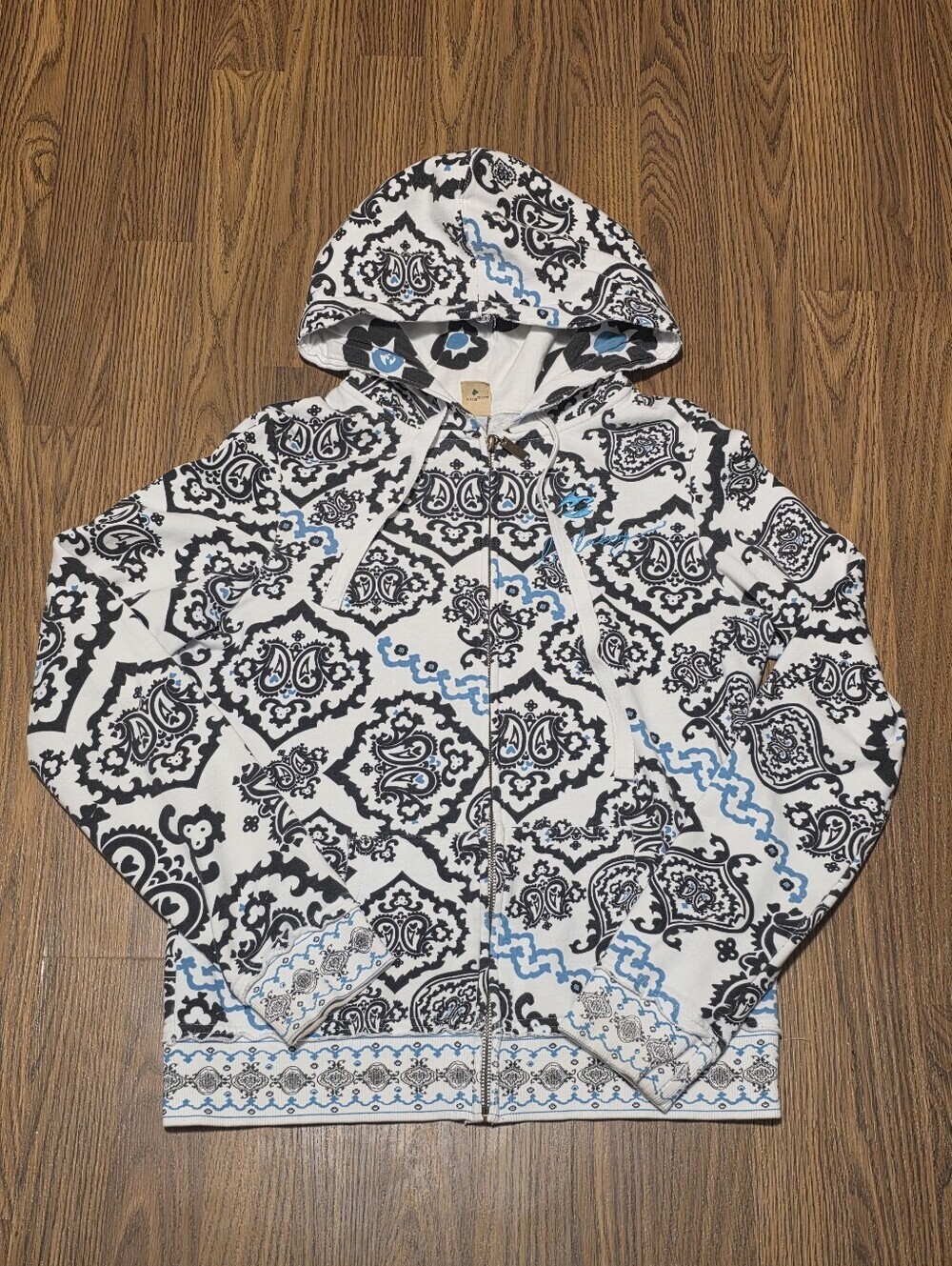 Vintage Billabong Y2K Paisley Zip Hoodie Jacket Surf Skate Woven Tag Women’s L